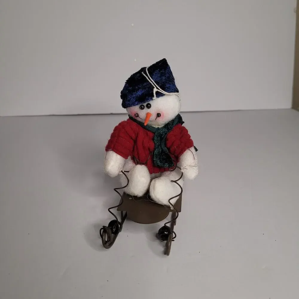 Festive Snowman on Sled Ornament - Holiday Decor